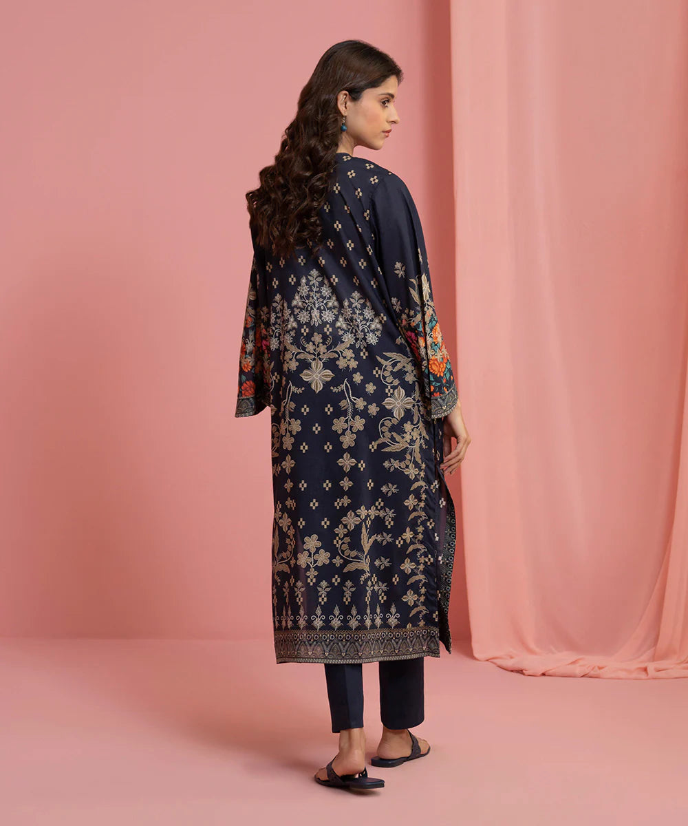 Blue Embroidered Lawn Shirt with Dupatta