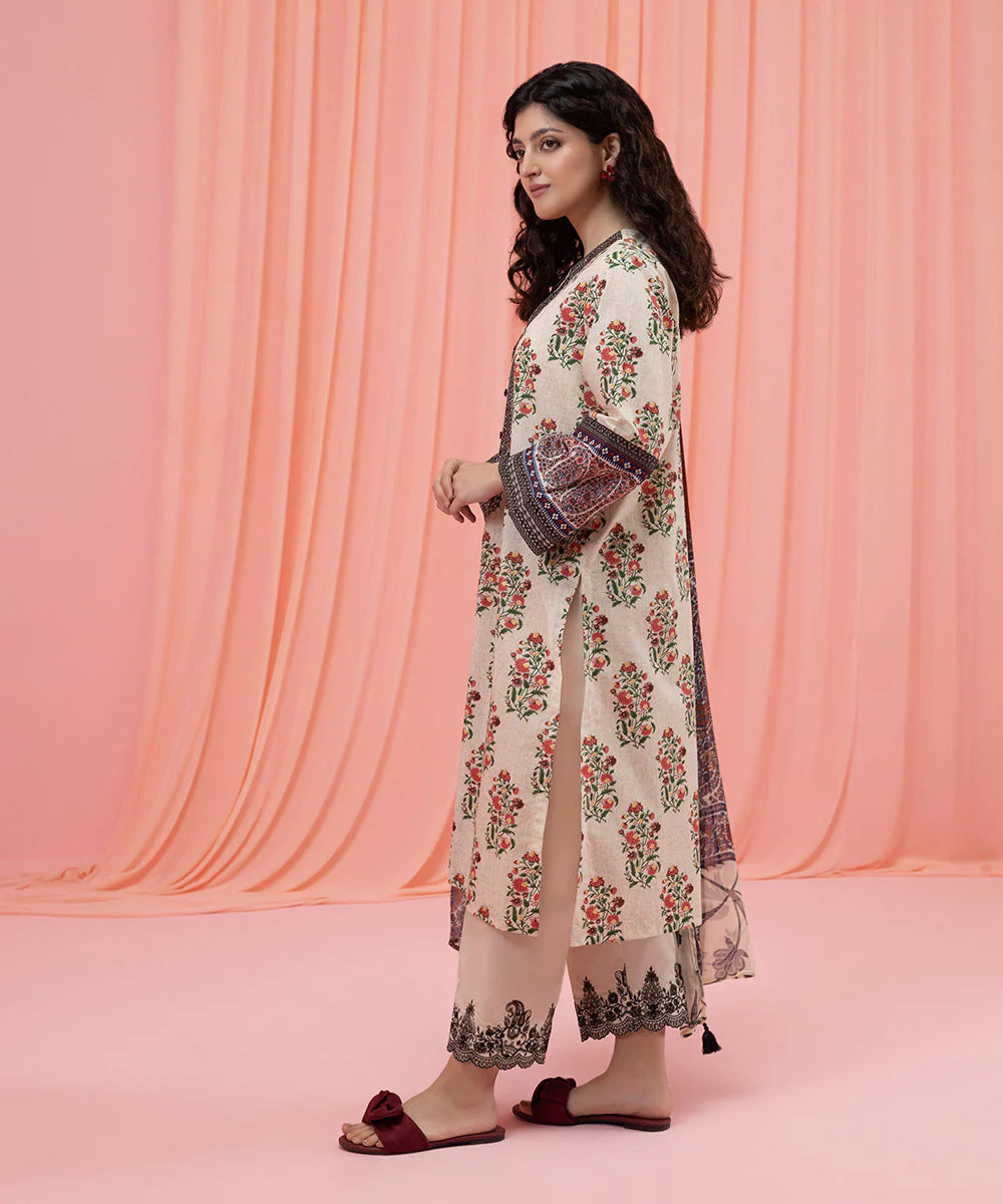Multi Embroidered Cambric Suit