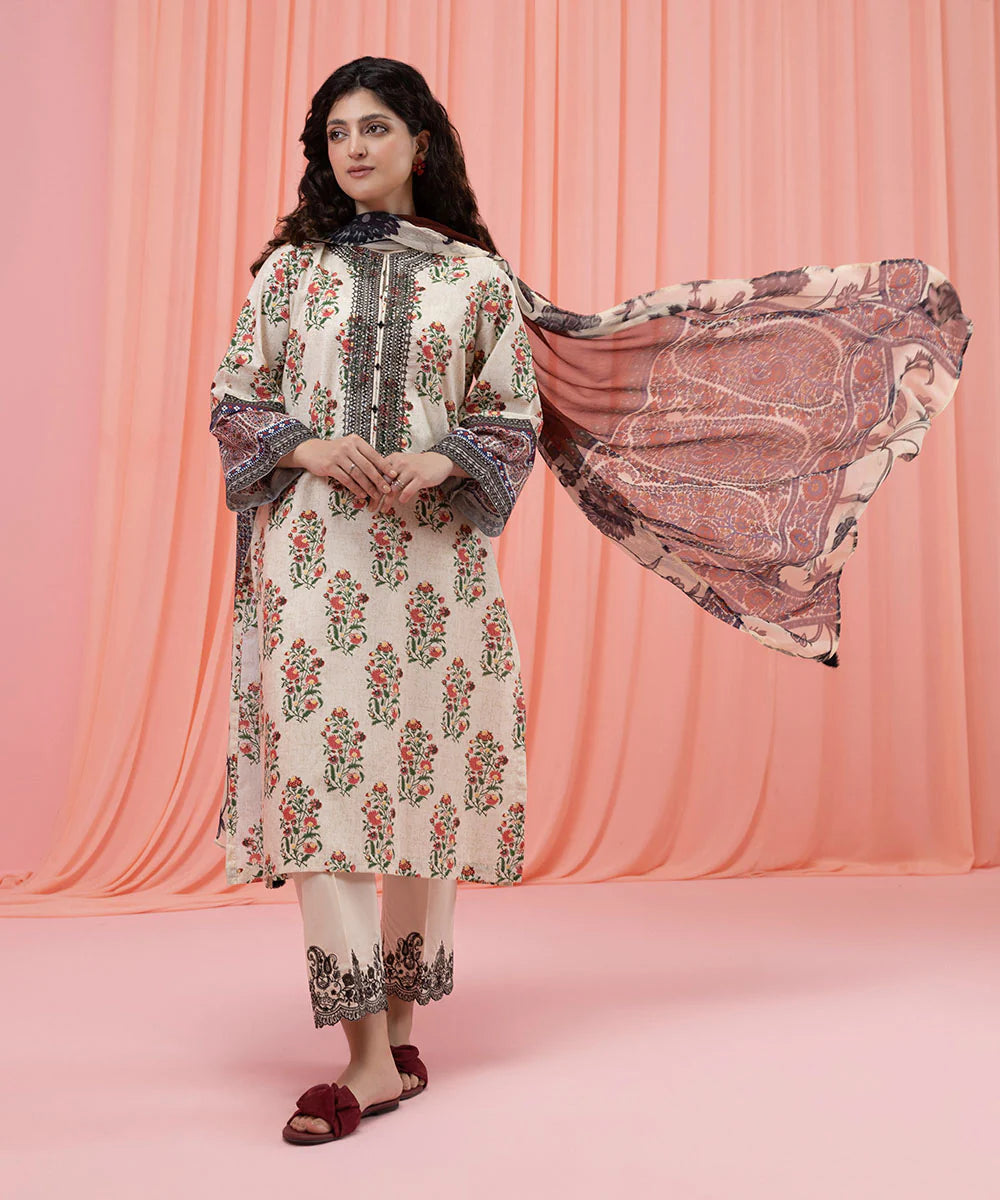 Multi Embroidered Cambric Suit