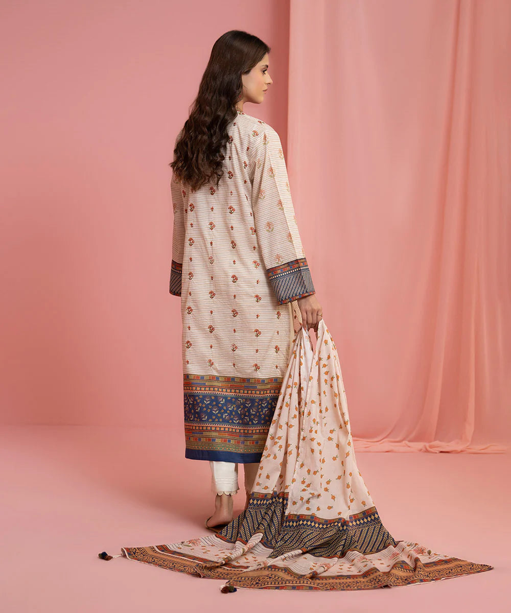 Off White Embroidered Lawn Suit