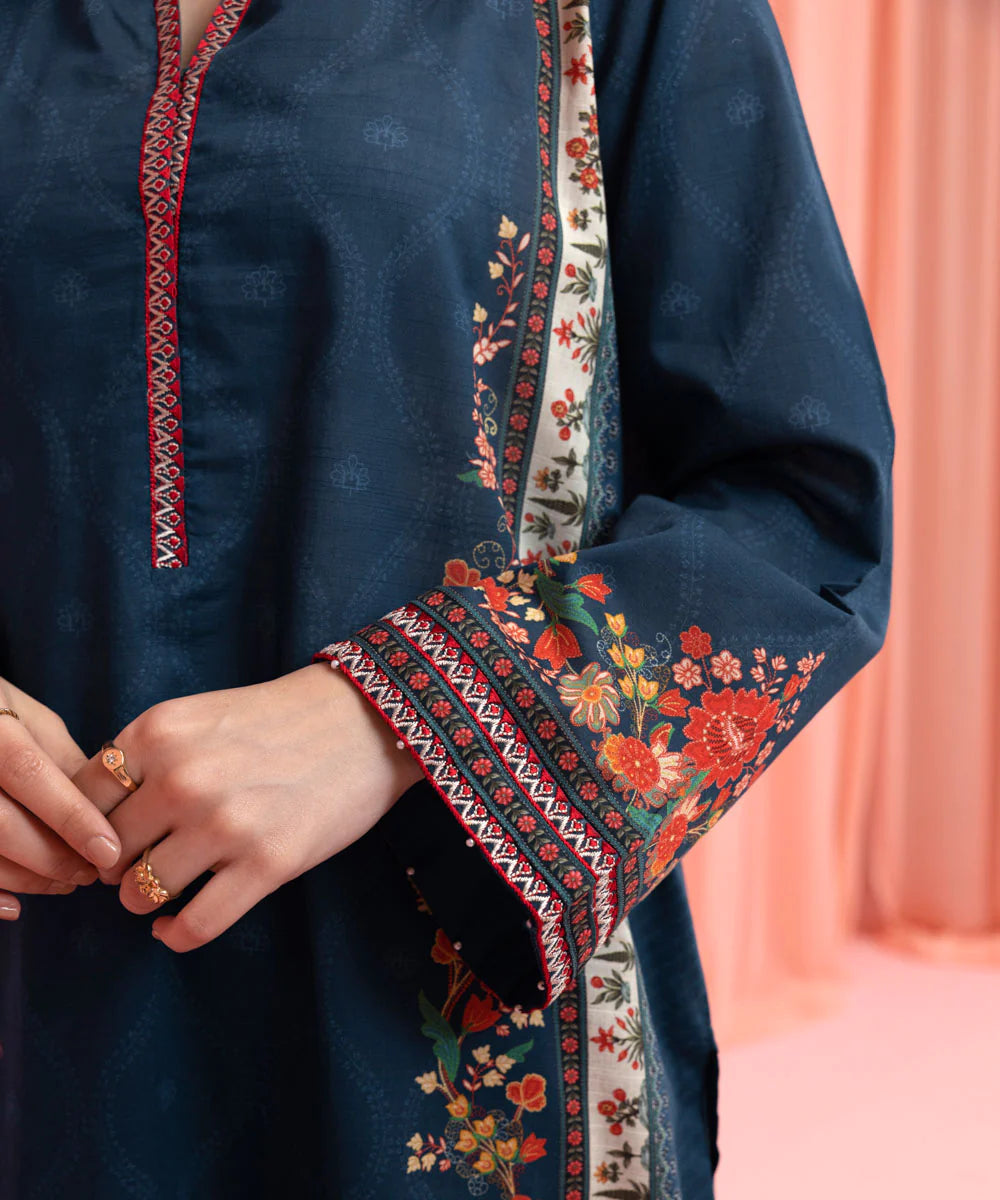 Blue Embroidered Lawn Shirt with Trouser