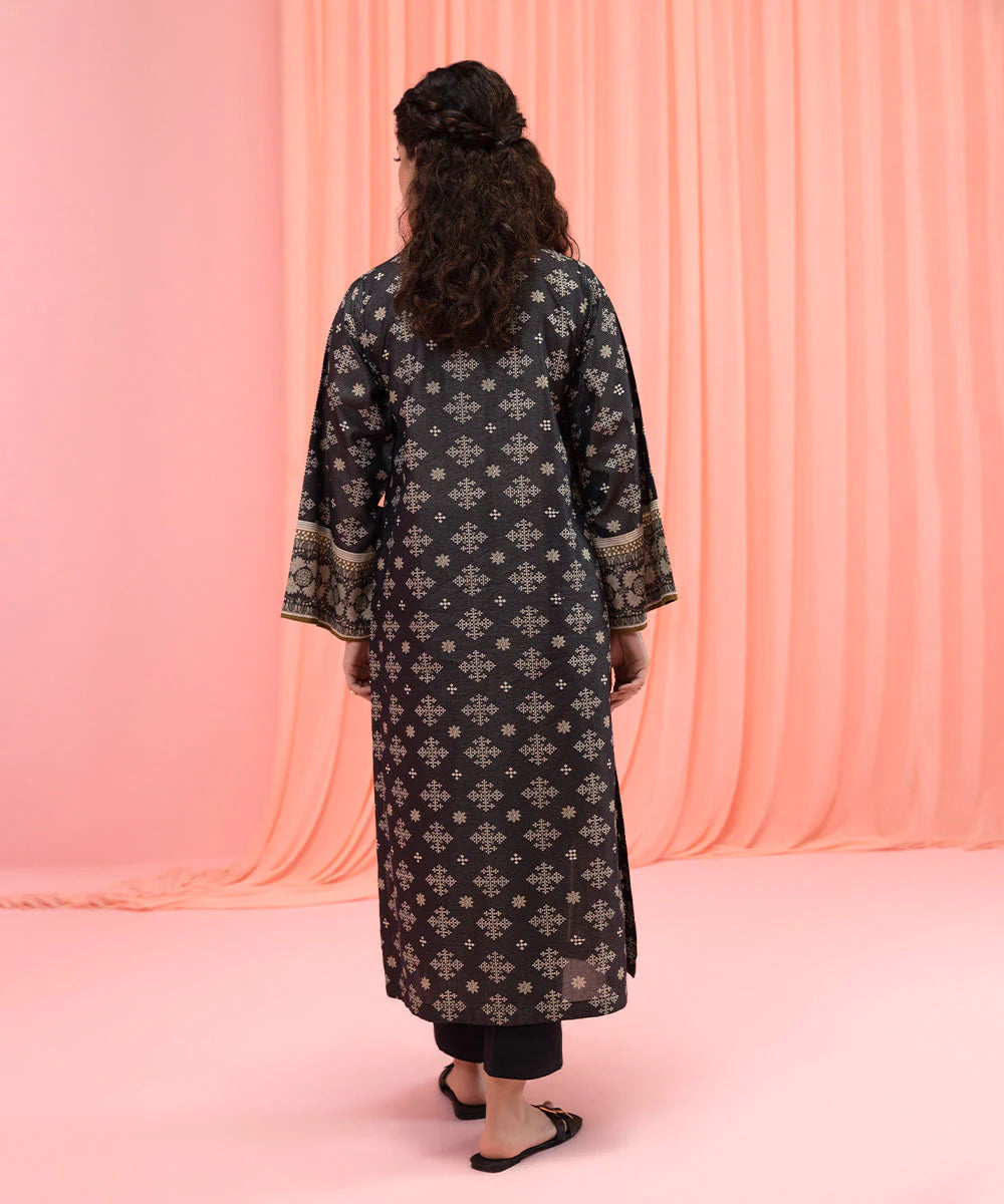 Black Embroidered Lawn Shirt