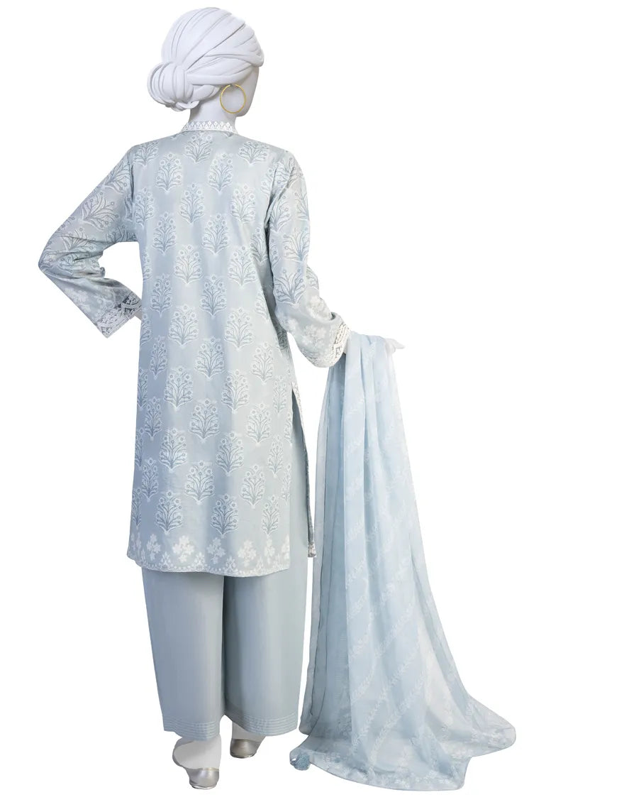 Blue printed lawn suit
