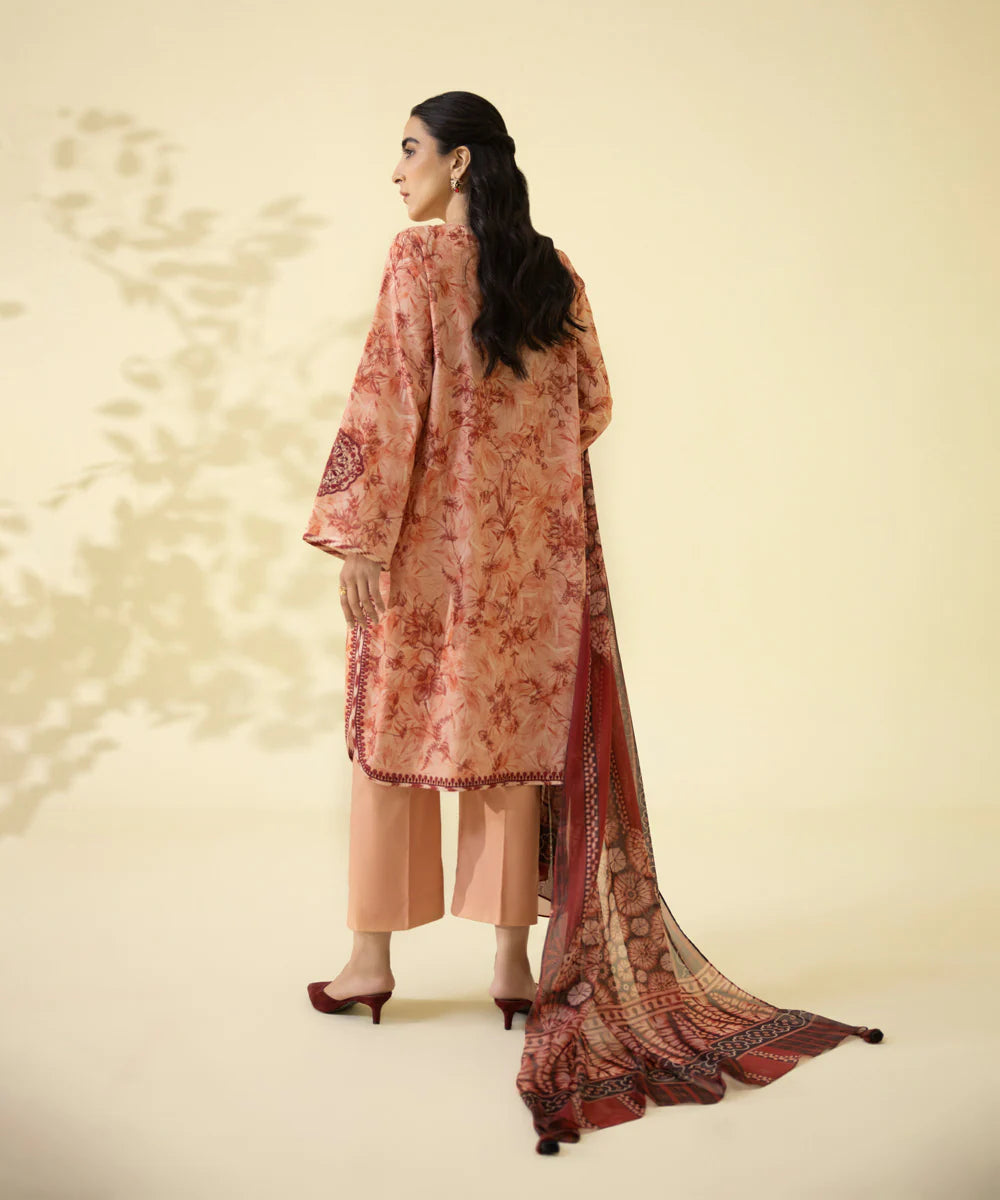Salmon Pink Embroidered Lawn Suit