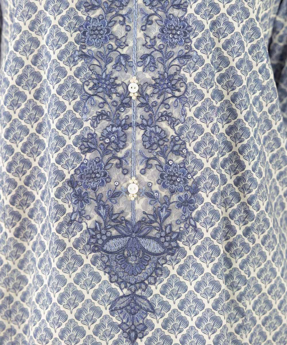 Blue Embroidered Lawn Suit