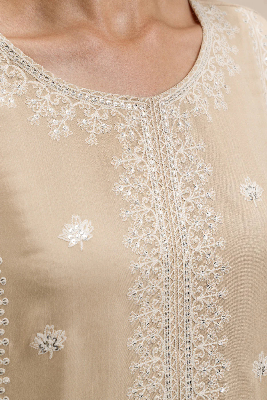 Embroidered Raw Silk Suit