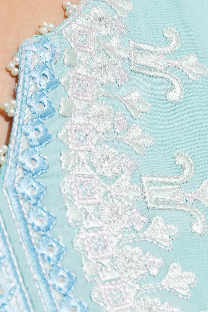 Blue Embroidered Cotton Shirt