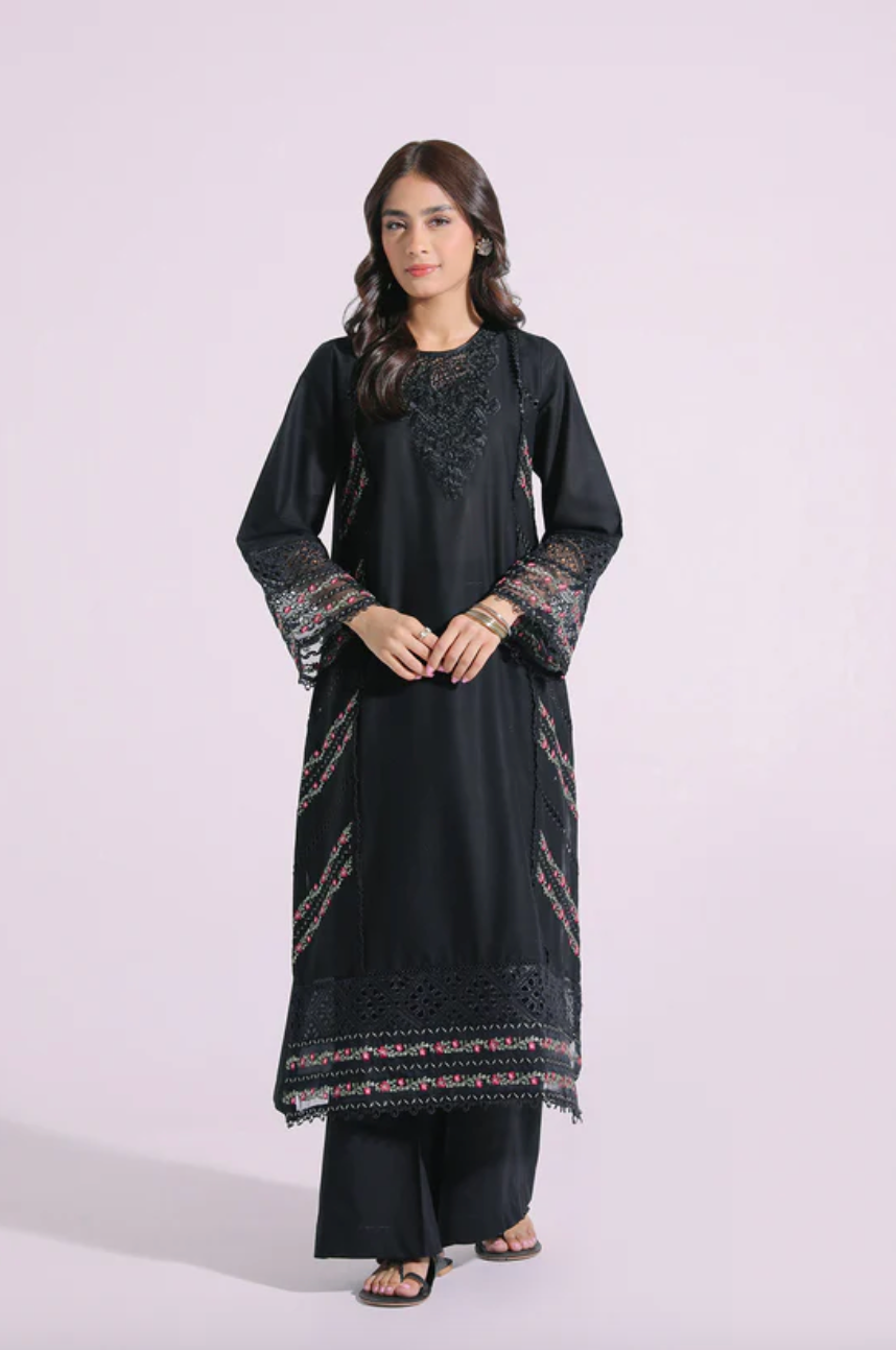 Black embroidered lawn suit