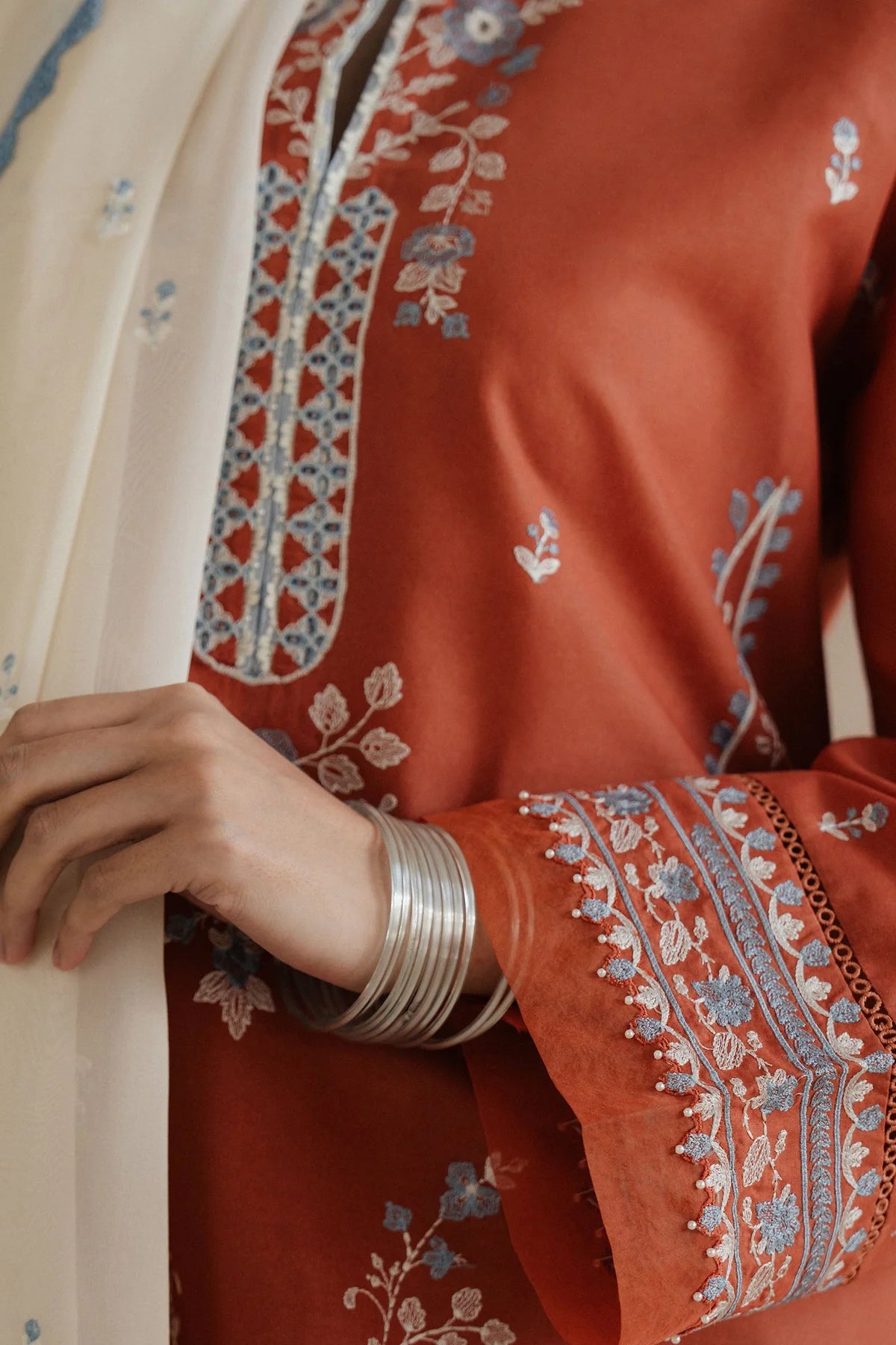 Embroidered Cambric Suit