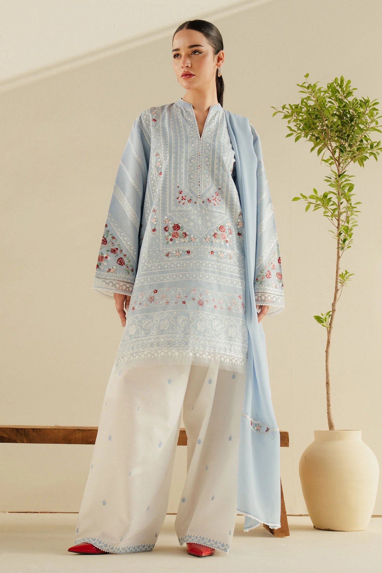 Embroidered Cambric Suit