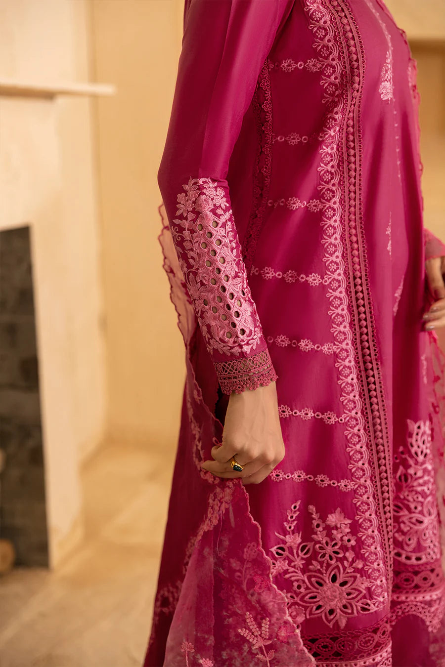 Pink Cambric Cotton Suit