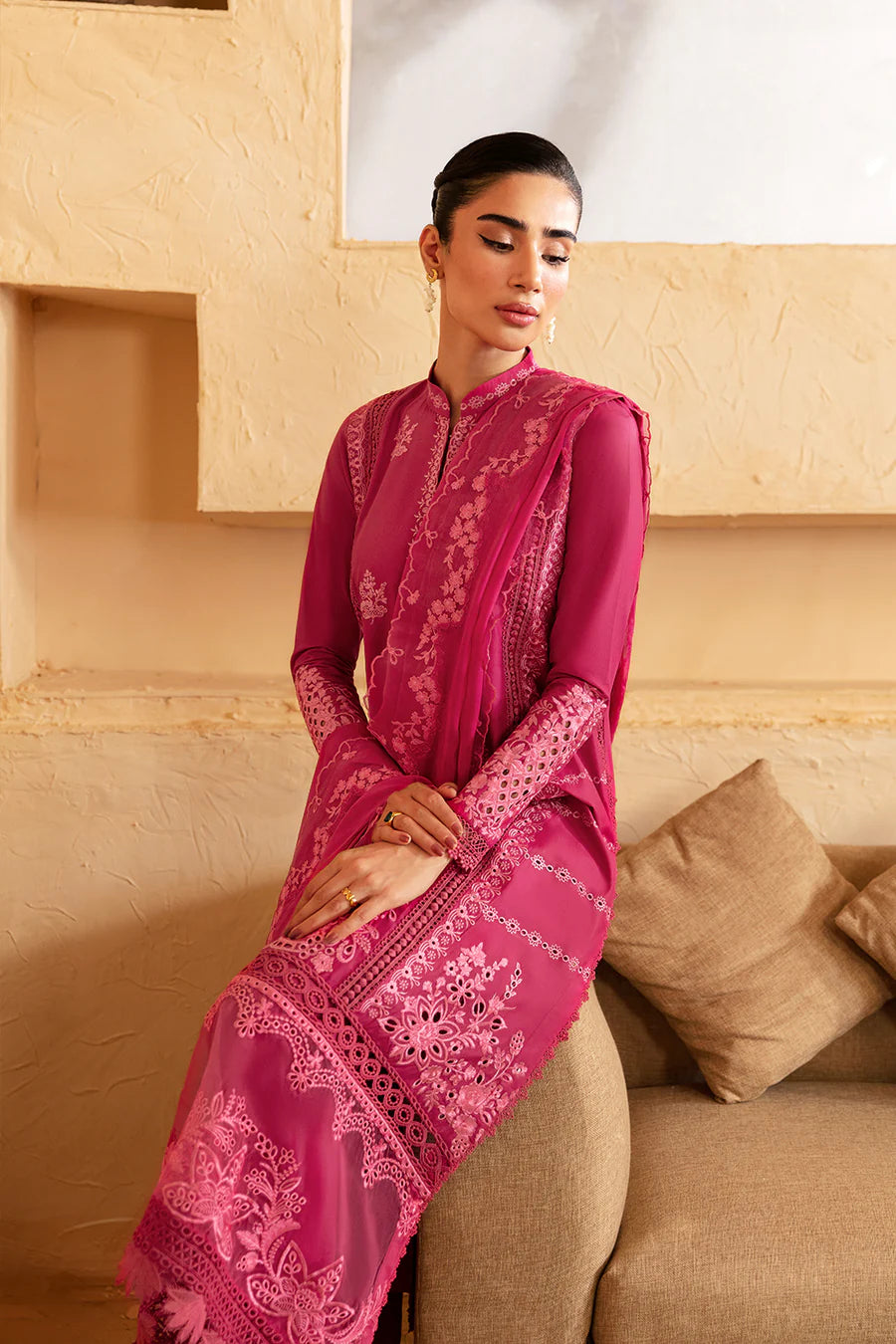 Pink Cambric Cotton Suit