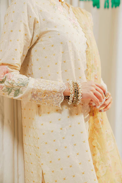 Creme embroidered lawn suit