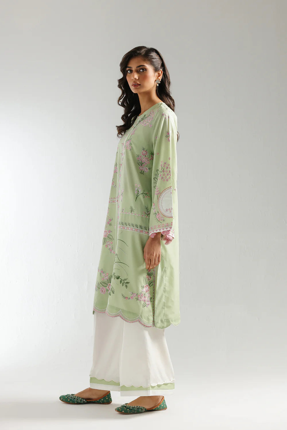 Apple green embroidered suit