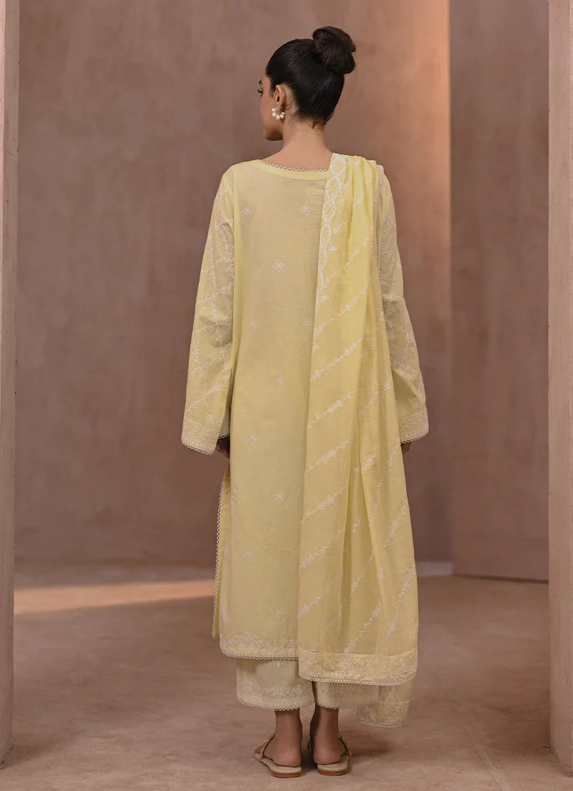 Butter yellow embroidered suit