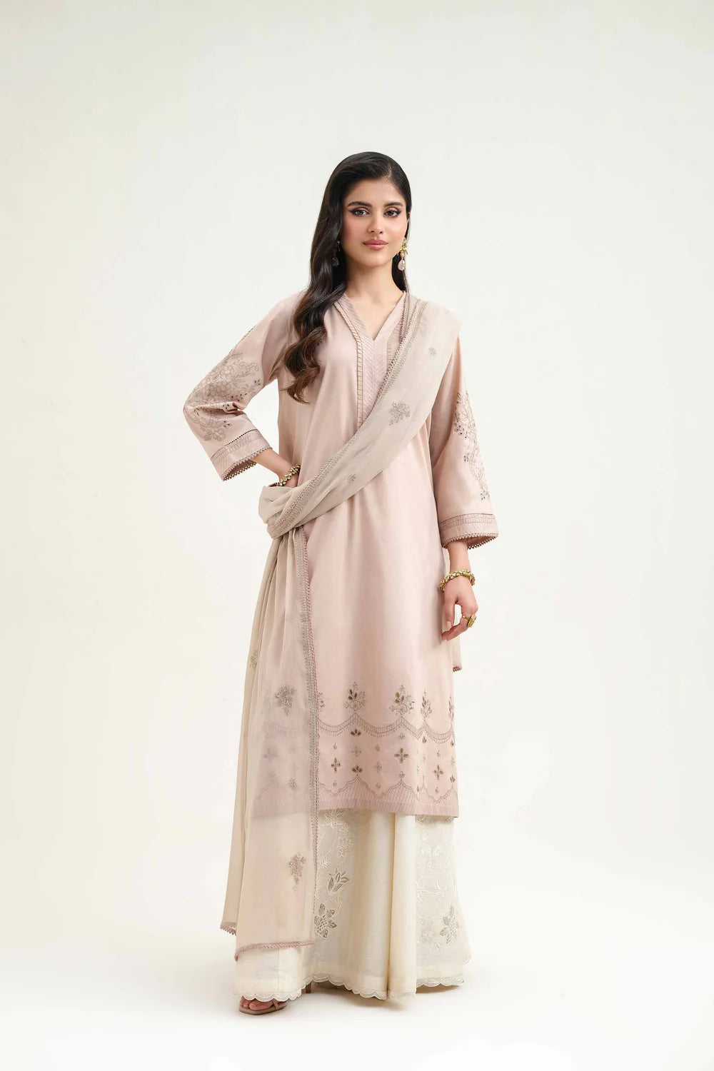 Mauve embroidered cambric suit