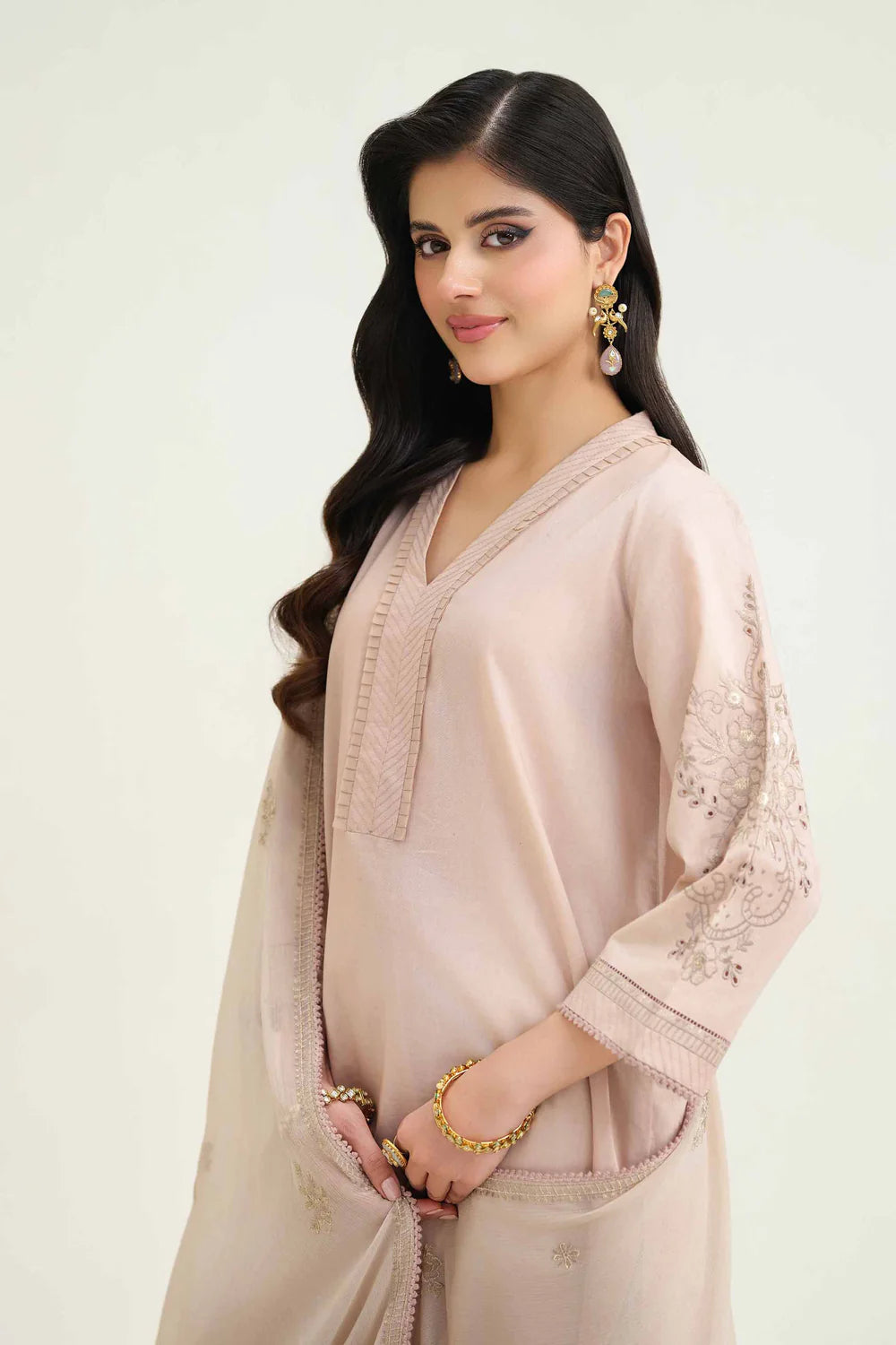 Mauve embroidered cambric suit
