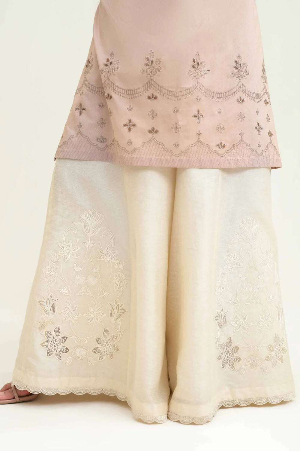 Mauve embroidered cambric suit