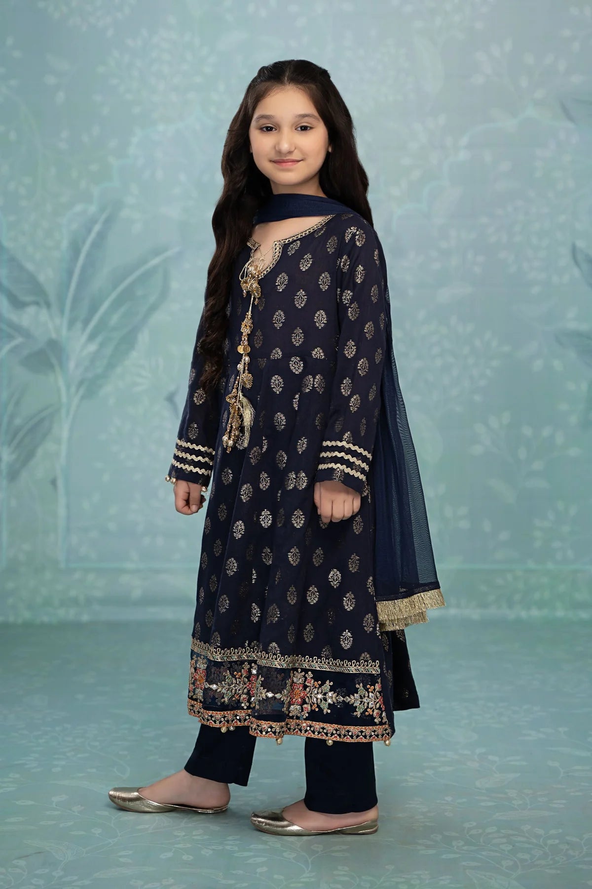 Blue Jacquard Frock