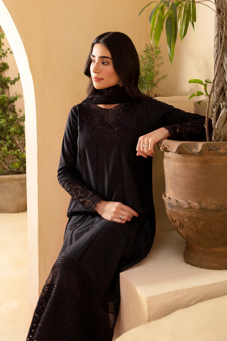 Black Cambric Cotton Suit