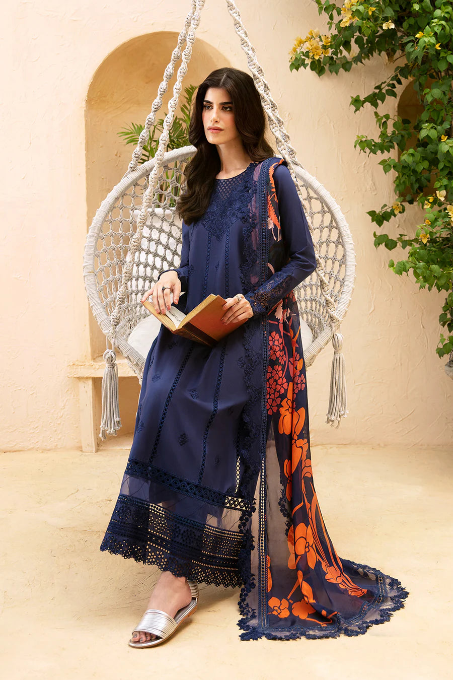 Navy Blue Cambric Cotton Suit