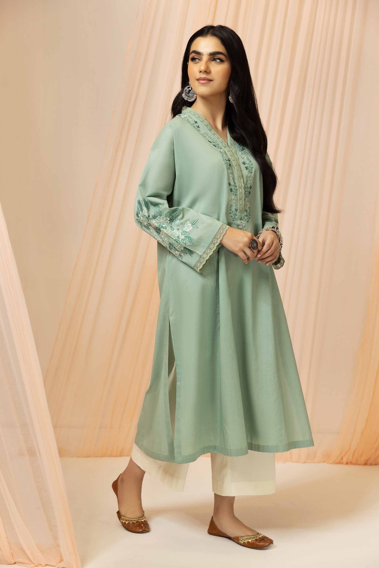 Mint embroidered shirt