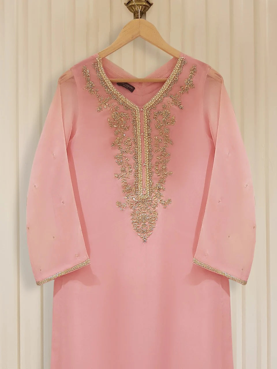 Pink Heavily Embroidered Chiffon Suit