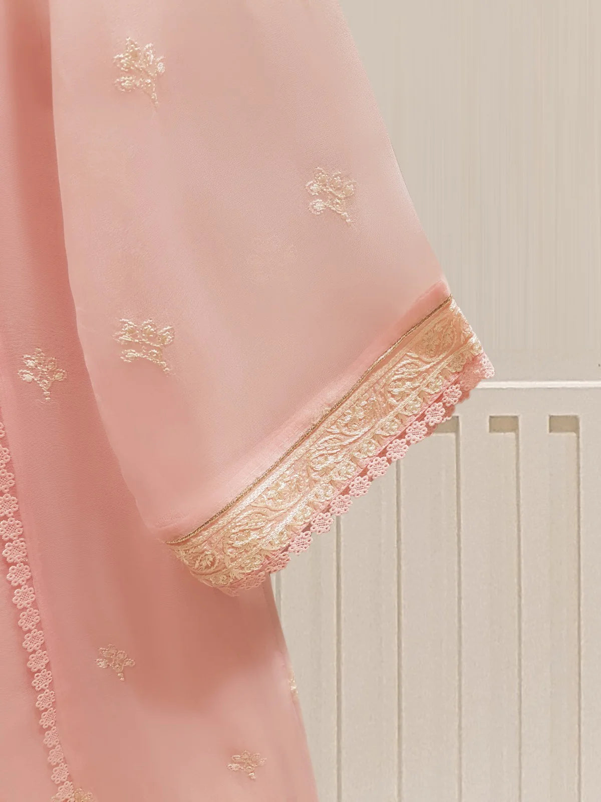 Pink Embroidered Organza Suit