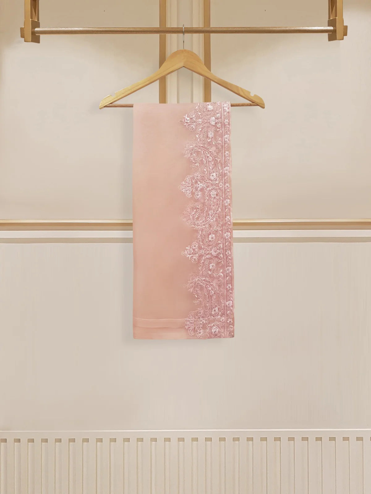Pink Heavily Embroidered Organza Suit