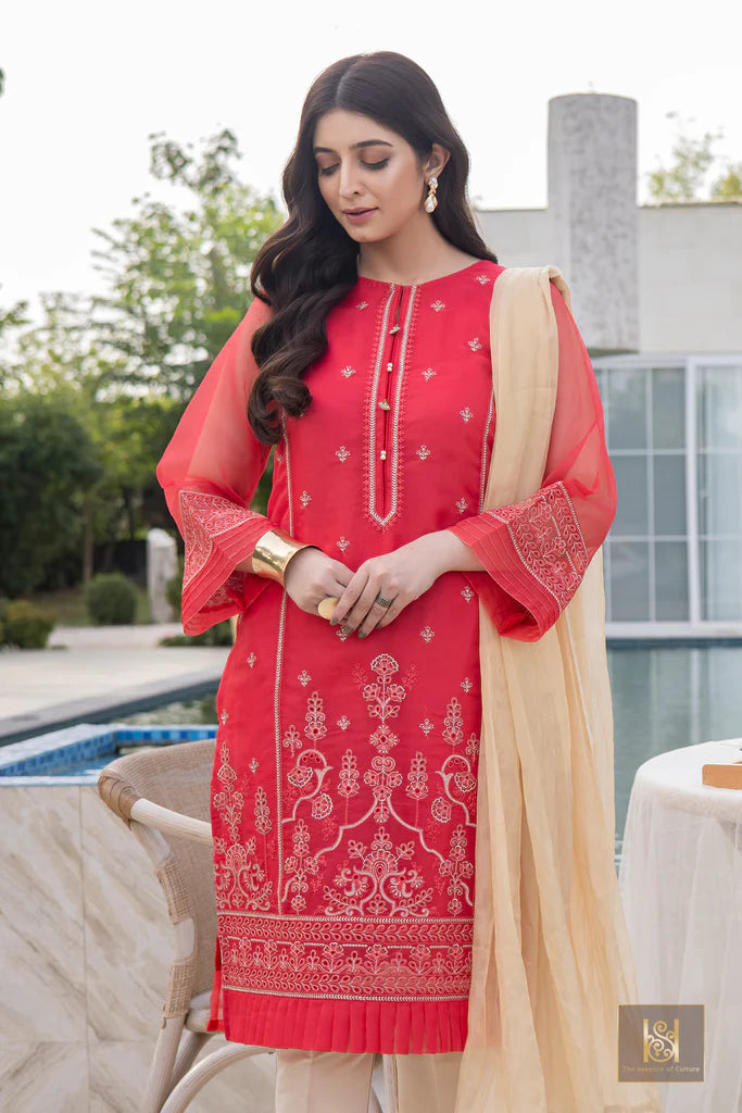 Rosy Embroidered Organza Shirt
