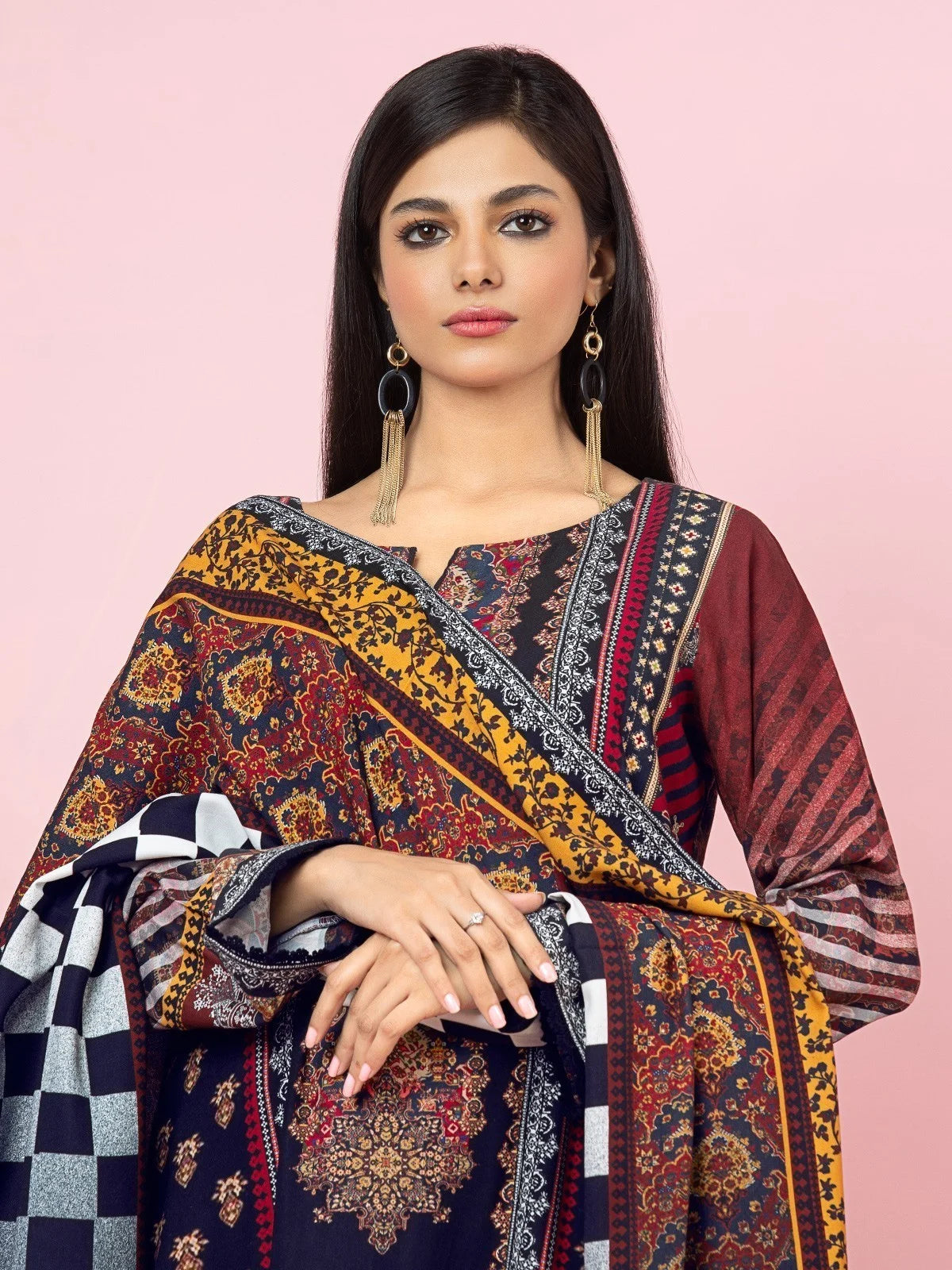 Dark Rust Printed Linen Suit