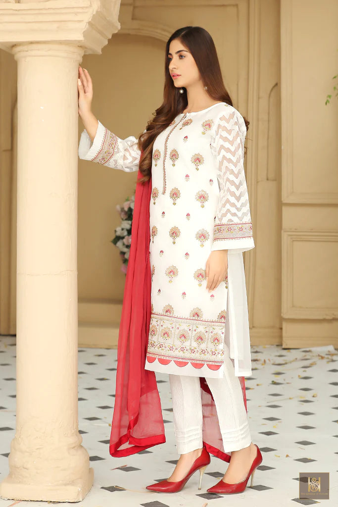 White Embroidered Organza Shirt