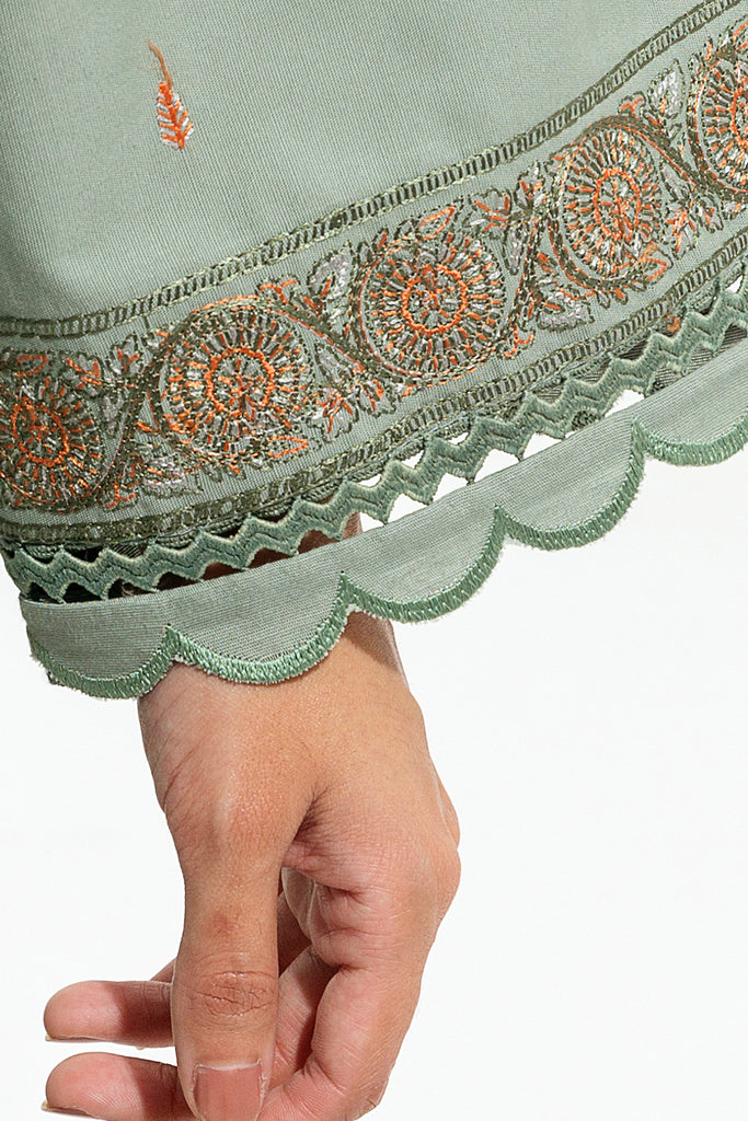 Misty Mint Embroidered Khaddar Suit