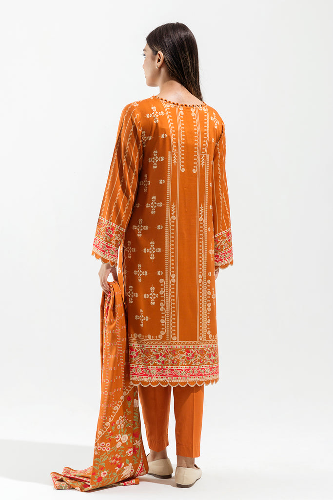Russet Aura Printed Linen Suit