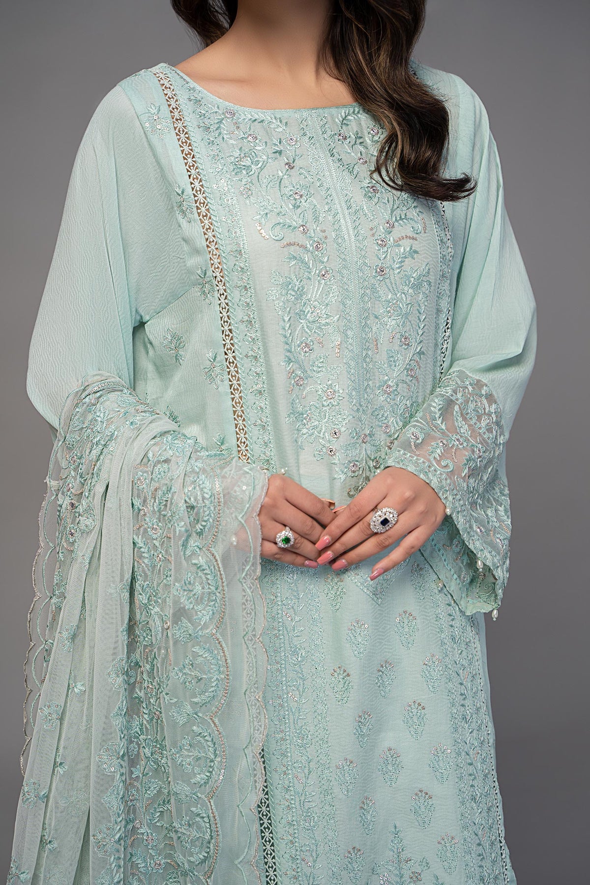 Blue Embroidered Shirt with Trouser