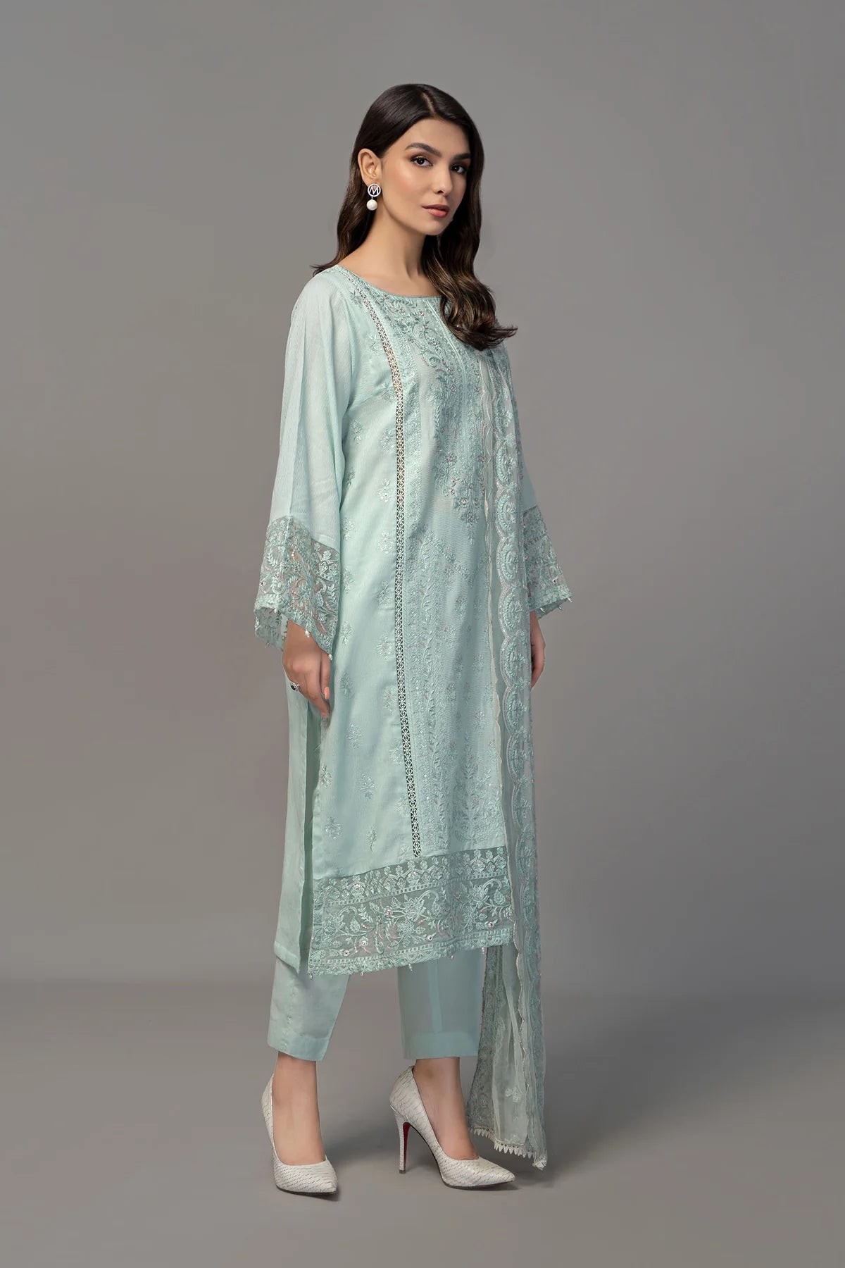 Blue Embroidered Shirt with Trouser