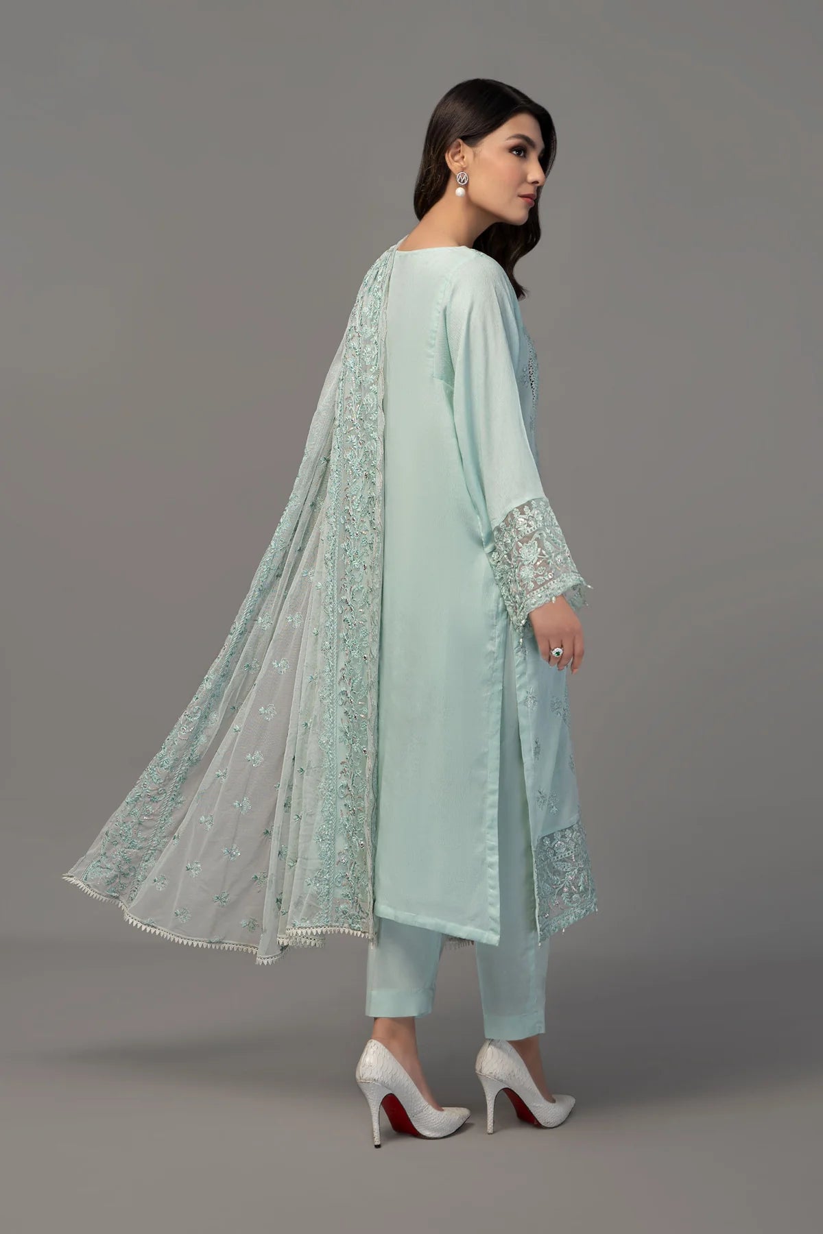 Blue Embroidered Shirt with Trouser