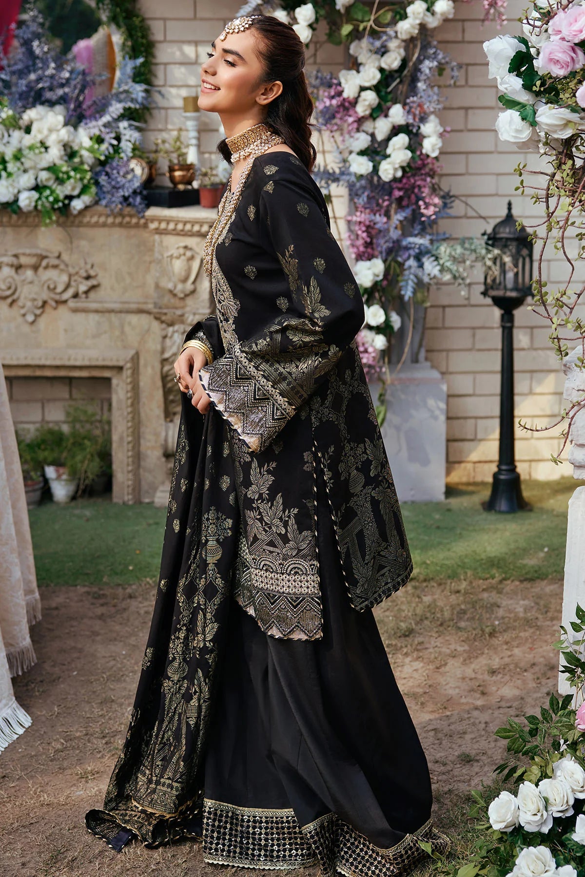 Black Embroidered Jacquard Suit