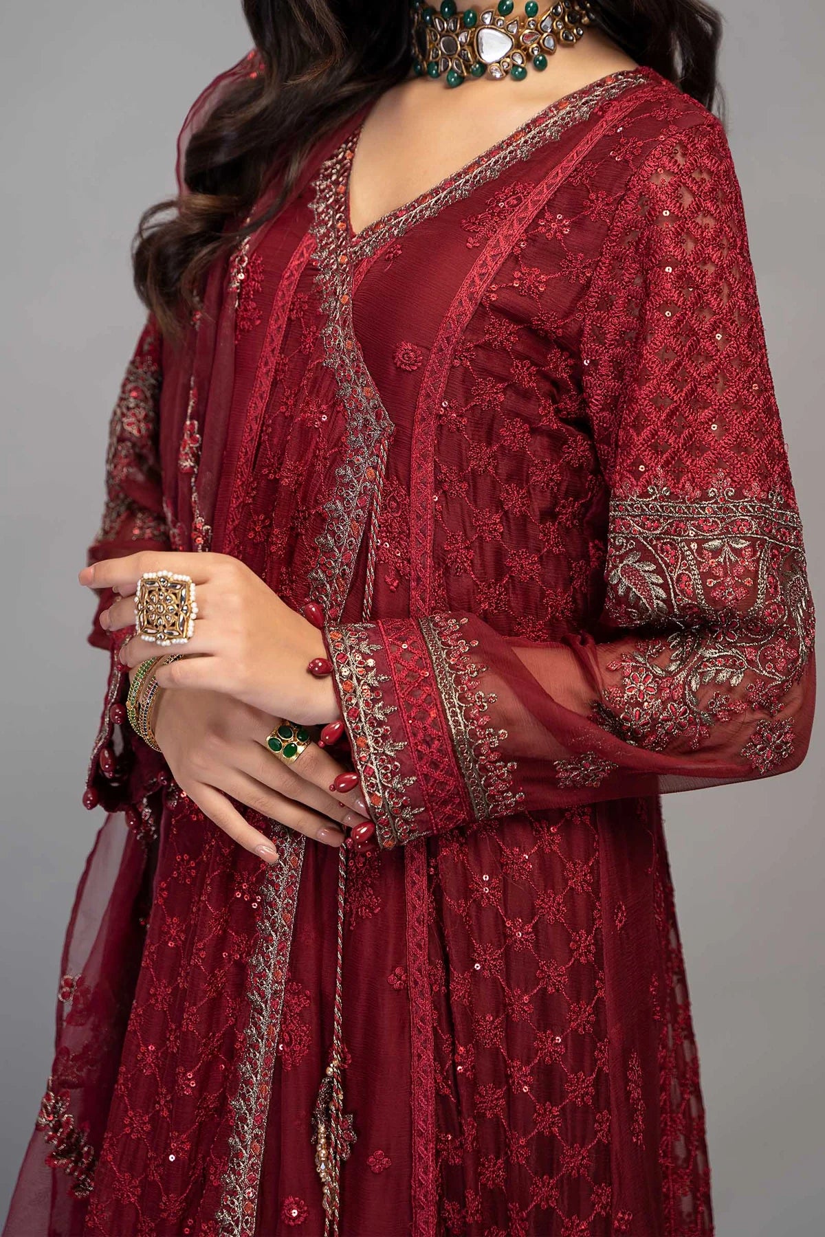 Red Angrakha Frock