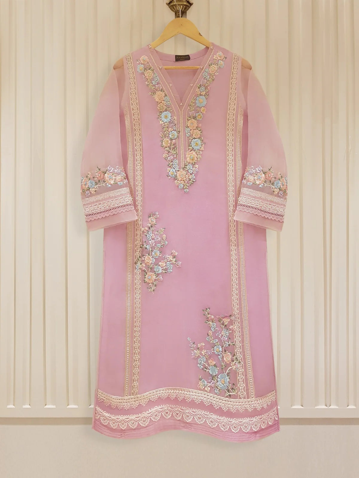 Lilac Embroidered Organza Suit