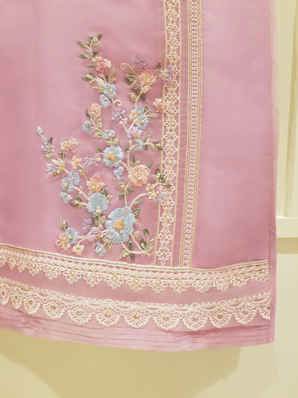 Lilac Embroidered Organza Suit