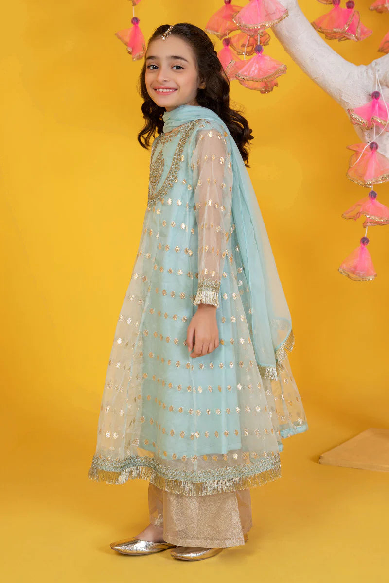 Blue Froak Suit with Chiffon Dupatta