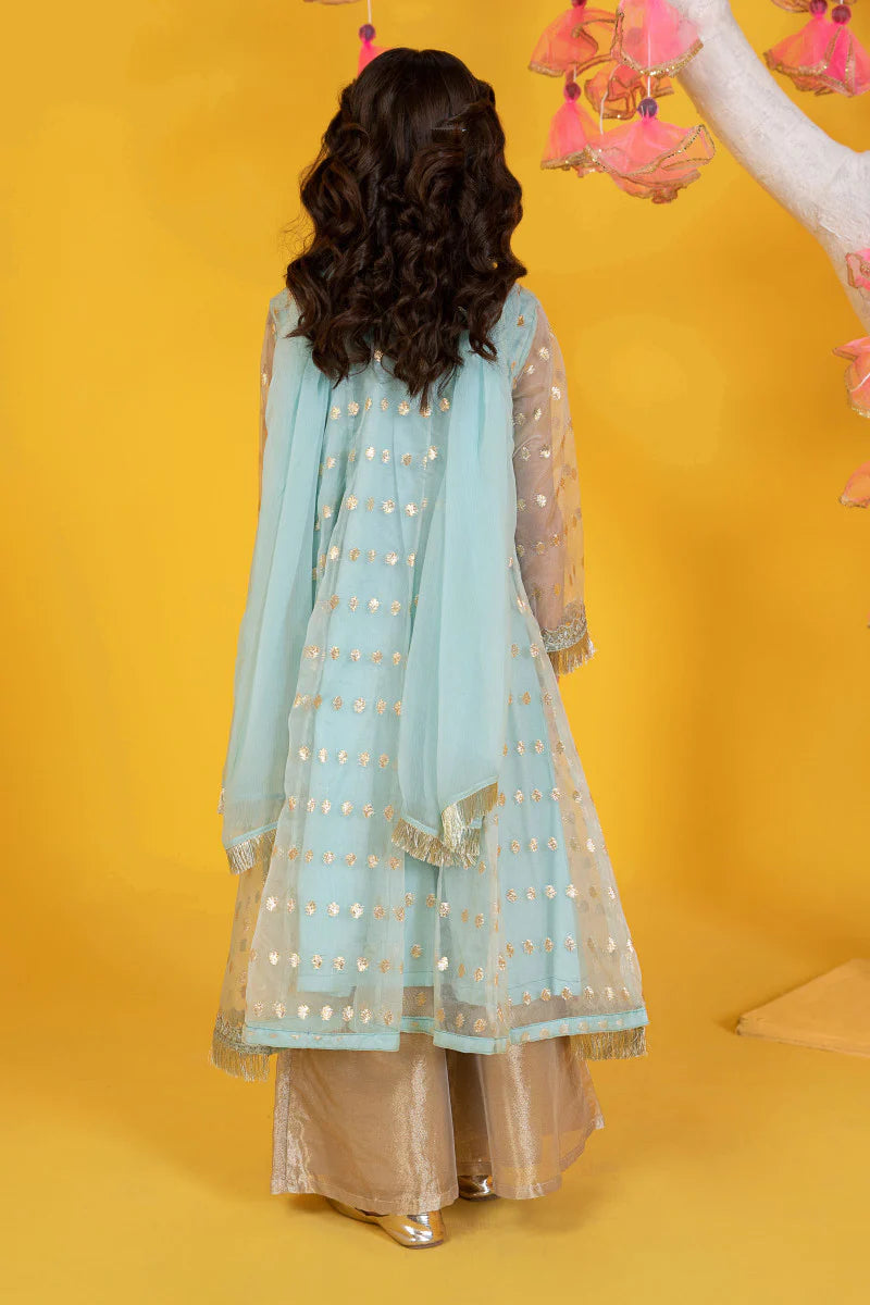 Blue Froak Suit with Chiffon Dupatta