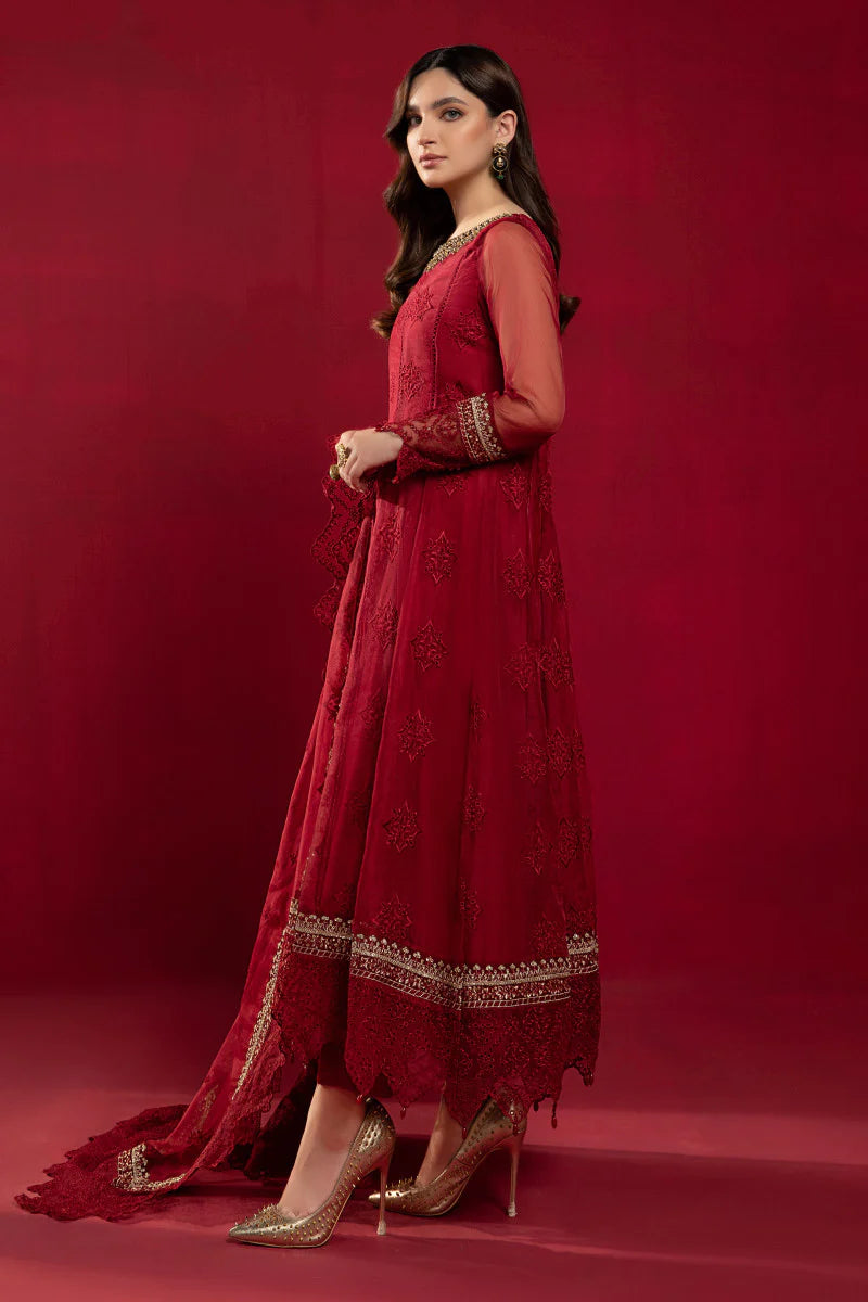 Red Schiffli Panelled Frock