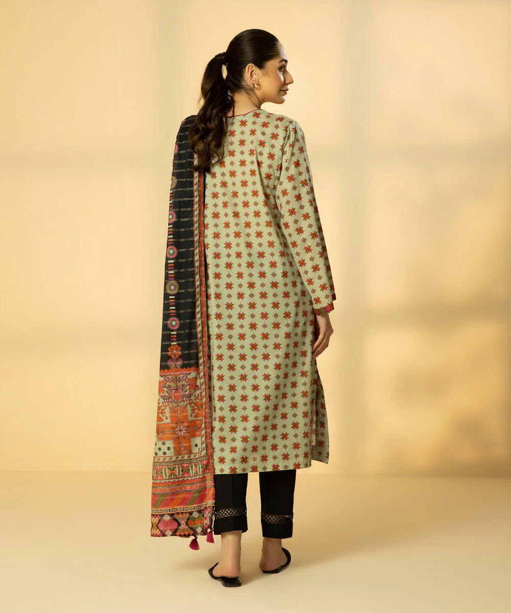 Sage Green Embroidered Lawn Shirt with Dupatta