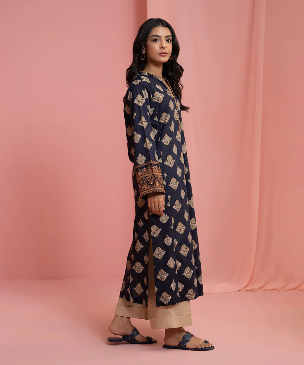 Blue Embroidered Lawn Shirt