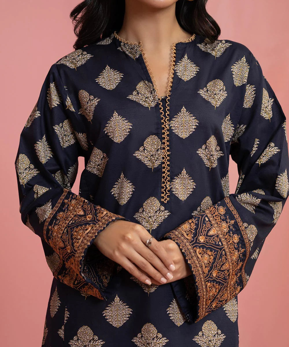Blue Embroidered Lawn Shirt