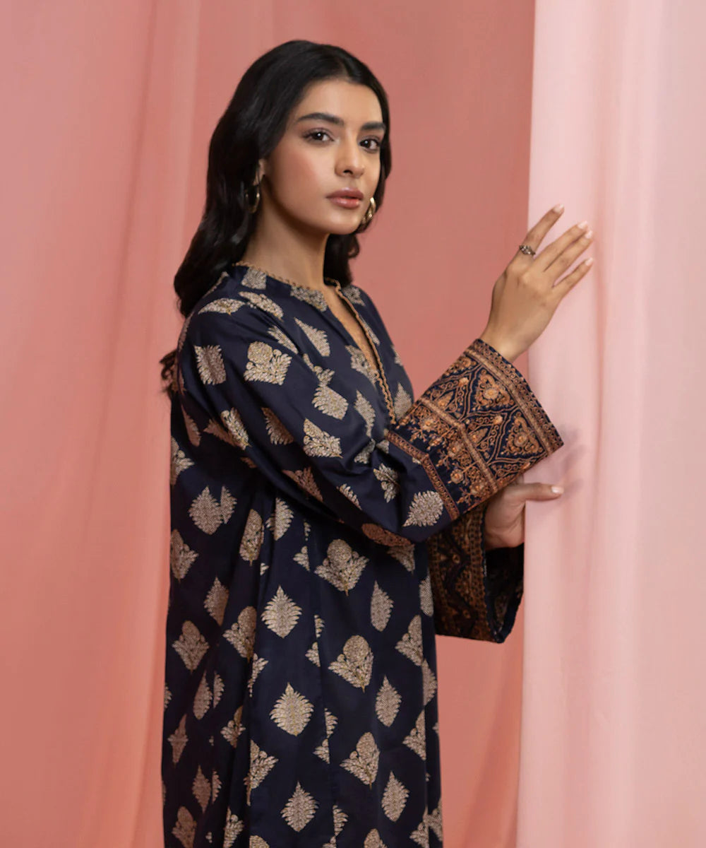 Blue Embroidered Lawn Shirt