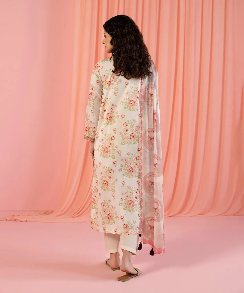 Cream Embroidered Lawn Suit
