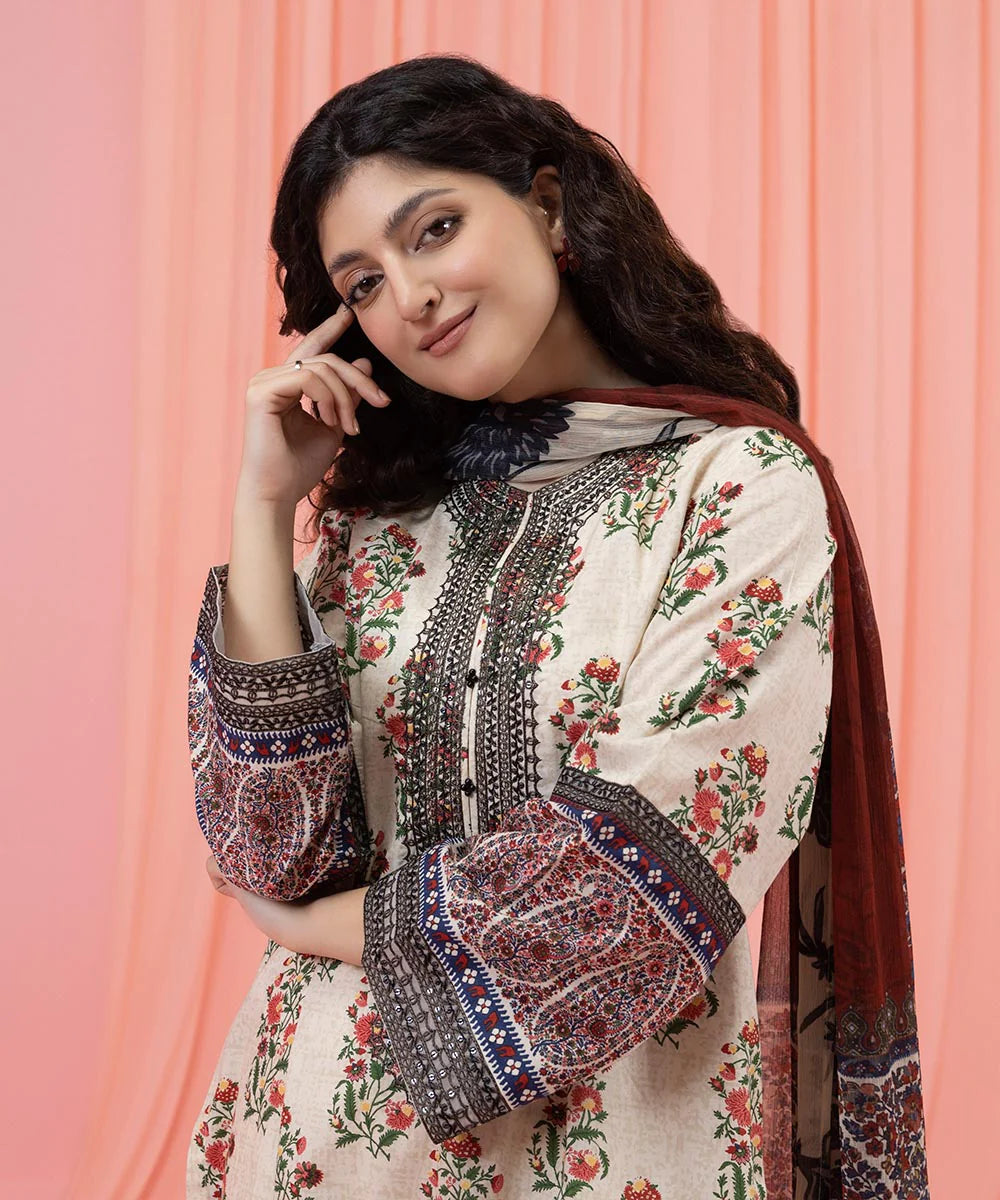 Multi Embroidered Cambric Suit